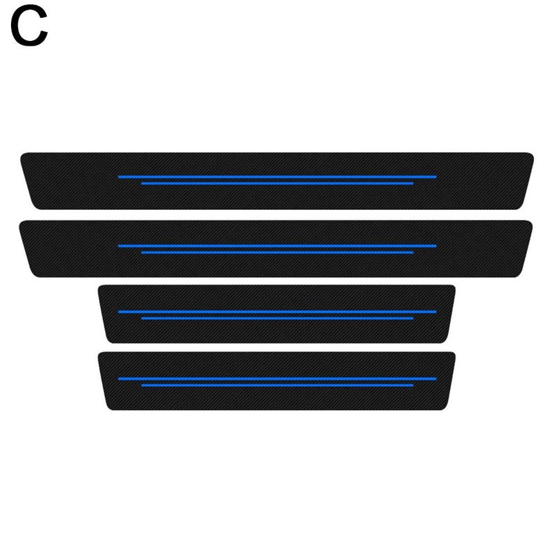 Universal car door sill protector, anti-stepping protective sticker, carbon fiber textured leather sticker, scratch-resistant cartoon decorative strip